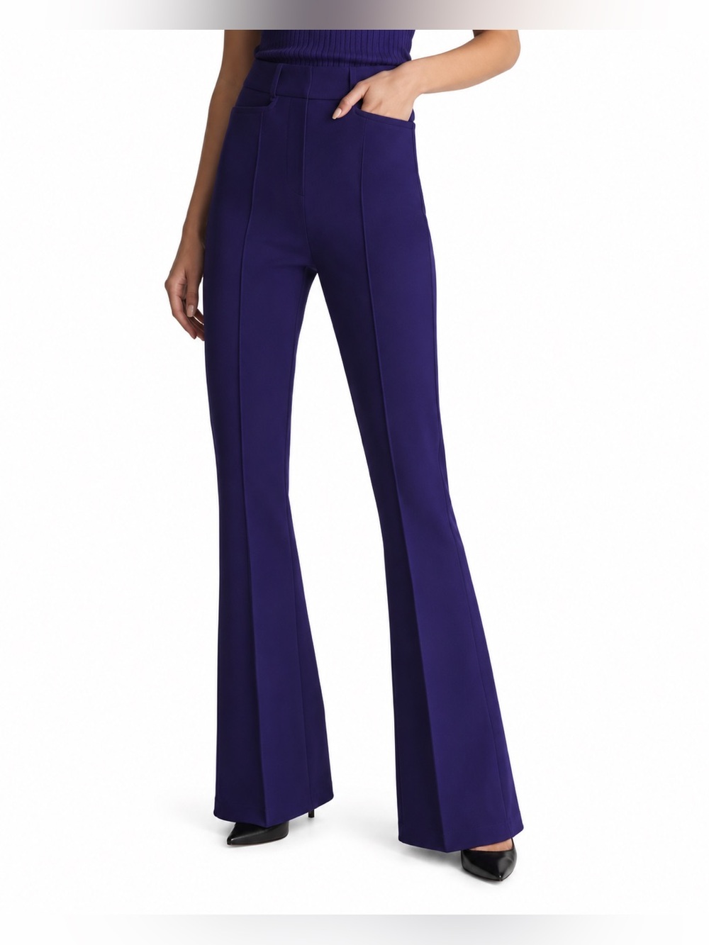 NWOT REISS Dylan High Rise Flare Trousers Purple Dress Pants size 2